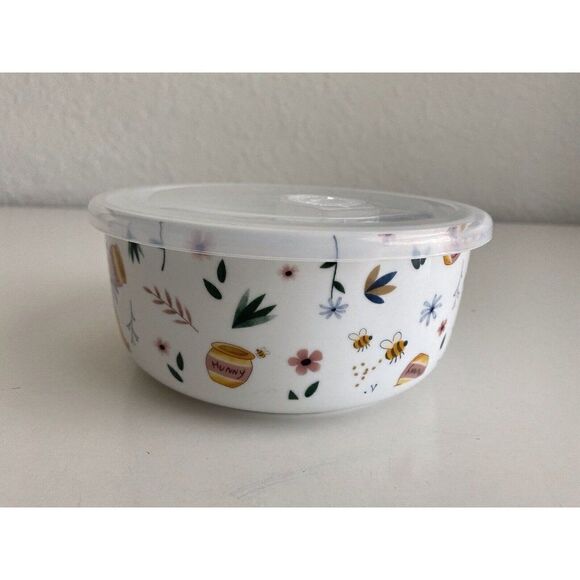 Disney Winnie The Pooh Honey Pot Flowers Medium Pressure Lid Food Container Bowl - Picture 3 of 8